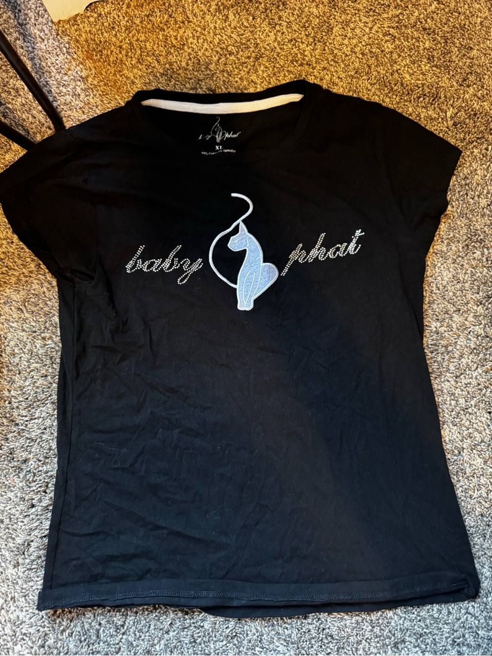 Baby Phat Black Short-Sleeve Tee with Silver Rhinestone Logo